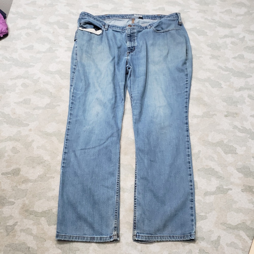Carhartt Jeans Womens 18 Blue Relaxed Fit Pockets Denim Light Wash Workwear